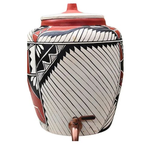 Clay Water Pot 11 Litre Royal Harp Design ( matka )