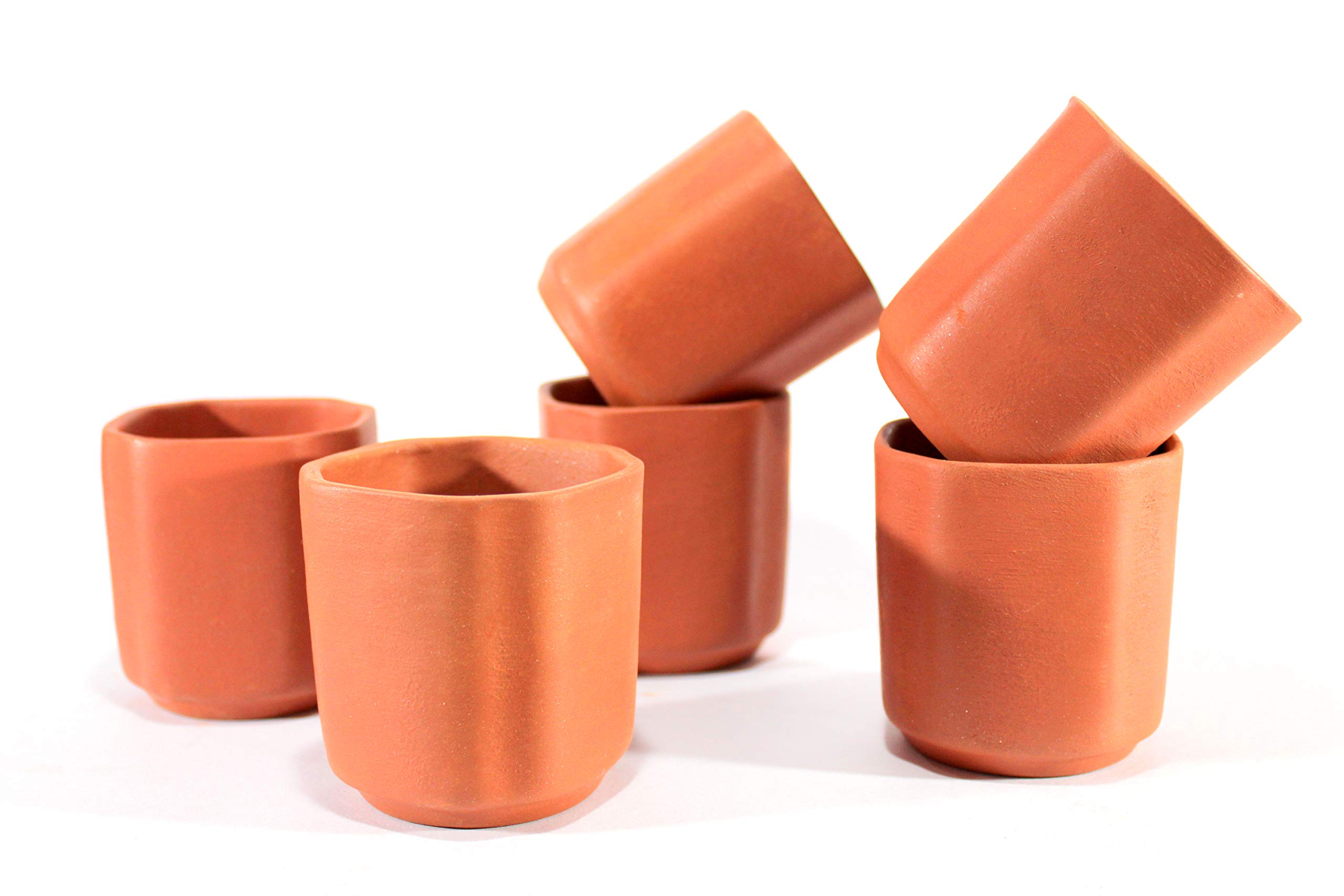 Handmade Water Glasses in Earthen Clay - Set of 6